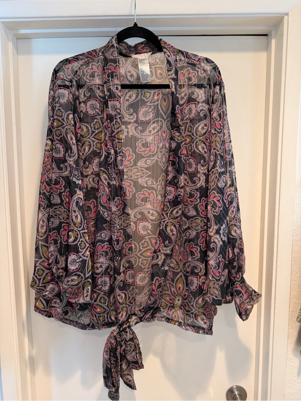 Free People Sheer Paisley Tie-Front Blouse